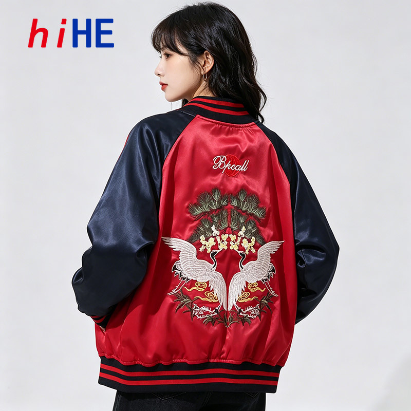Brand Of Streetwear - Двусторонняя сатиновая бейсбольная куртка-сукажан унисекс с